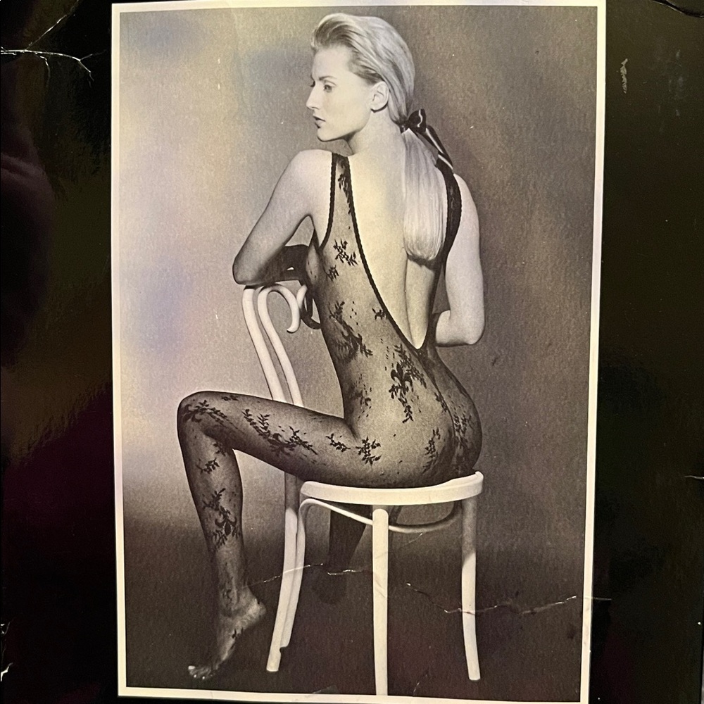 RARE NEW Vintage Guy Laroche No Run Lace bodystocking M black lingerie hosiery - Picture 2 of 6